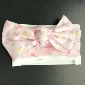 Unknown Brand Pink Bow Headband Wrap Floral Design Size 3-6 Months